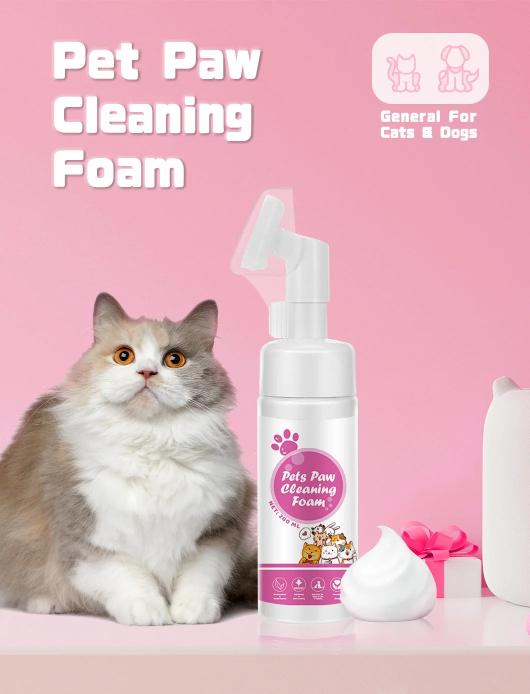Dog/Cat Wash Free FAW Cleaning Foam Pet Foot Care Paw Cleaning Foam Pet Products