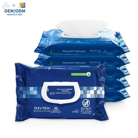 OEM Organic Nonwoven Disposable Body Clean Wet Wipes Adult Dry Washcloth with Aloe 